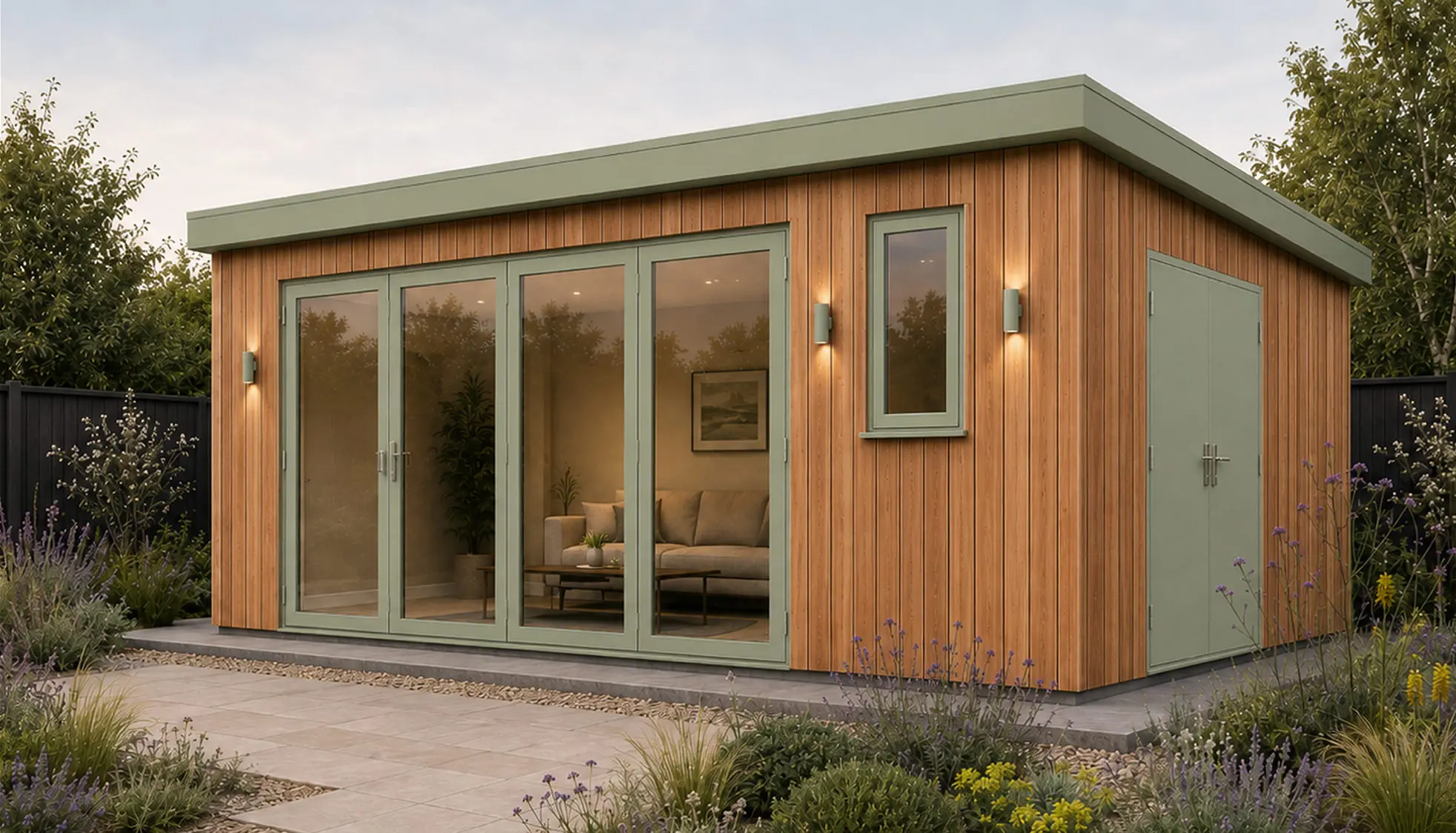 Rendered cedar-clad garden studio designed by S33 Studio
